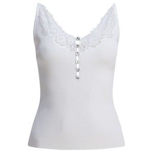 Self-Portrait Ribbed Sleeveless Top With Lace Trim - NWT